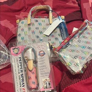 Dooney & Bourke Multicolor Logo Tote and Pouch Set